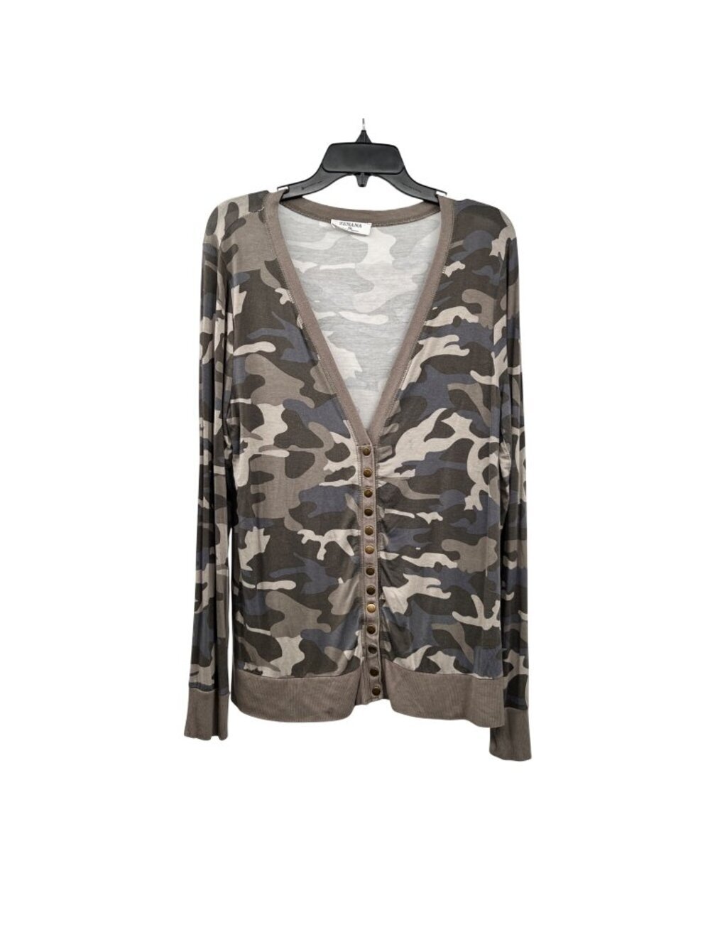 Zenana Womens Camouflage Cardigan Snap Up Lightweight Green/Multi Size XL